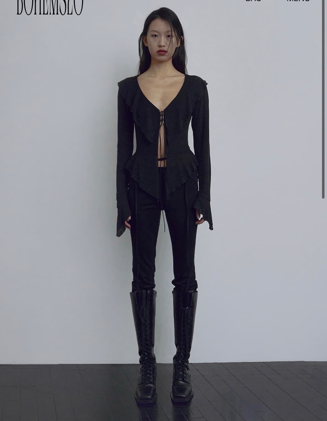 보헤미안서울 러플 블라우스 RUFFLE BLOUSE, BLACK 상품이미지2
