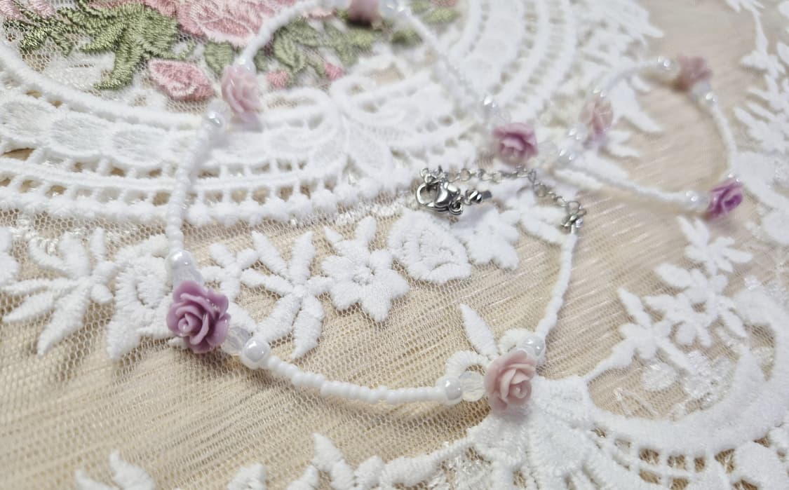 핸드메이드 송석장미 비즈목걸이 상품이미지6