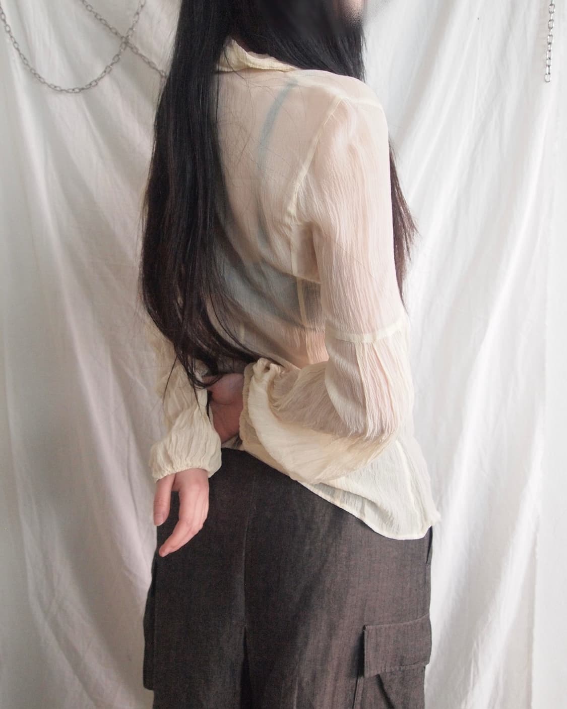 히로코 코시노 실크 플리츠 블라우스 상품이미지2