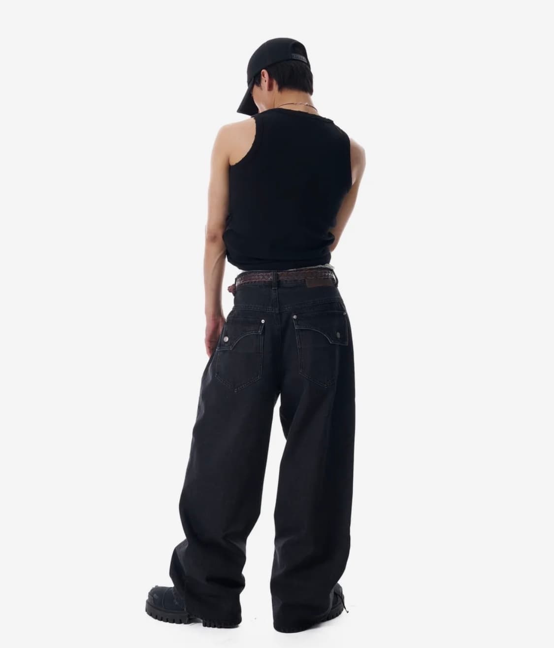 Knee Incision Washed Denim Pants-BK-2사 상품이미지2