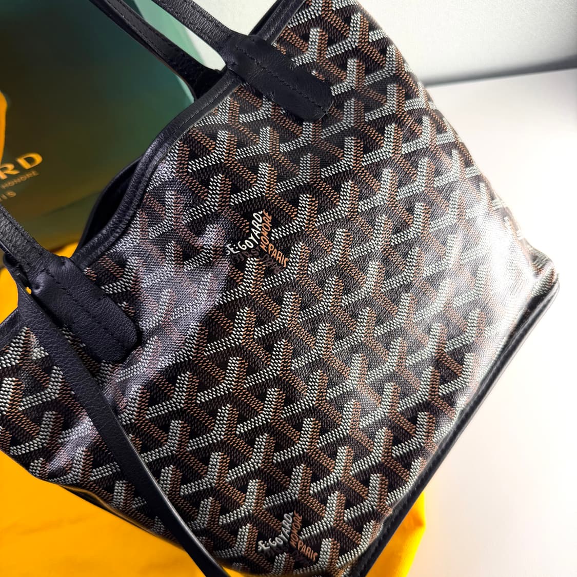 {풀구성} 고야드 미니앙주 블랙 카프 스킨 고야딘 캔버스 토트백 상품이미지5