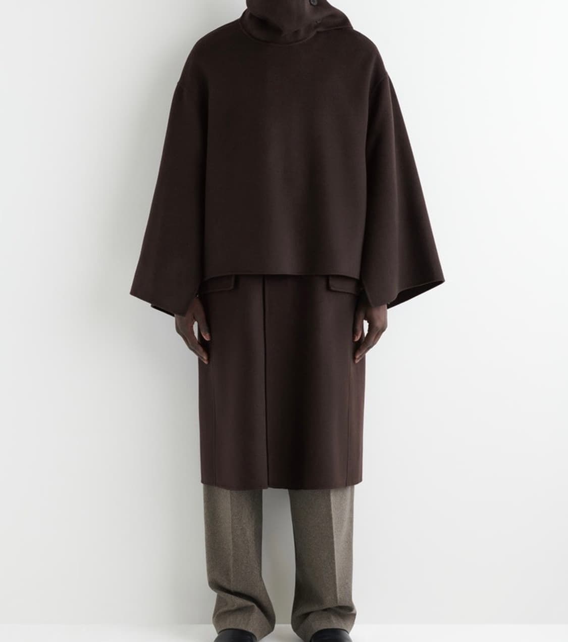 코스 cos 더블페이스 울 케이프 코트 브라운 xs/s 새상품 상품이미지3