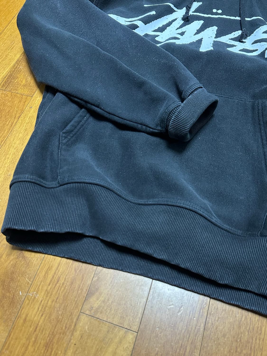 스투시 빅 스탁 후드 블랙 XL 상품이미지5