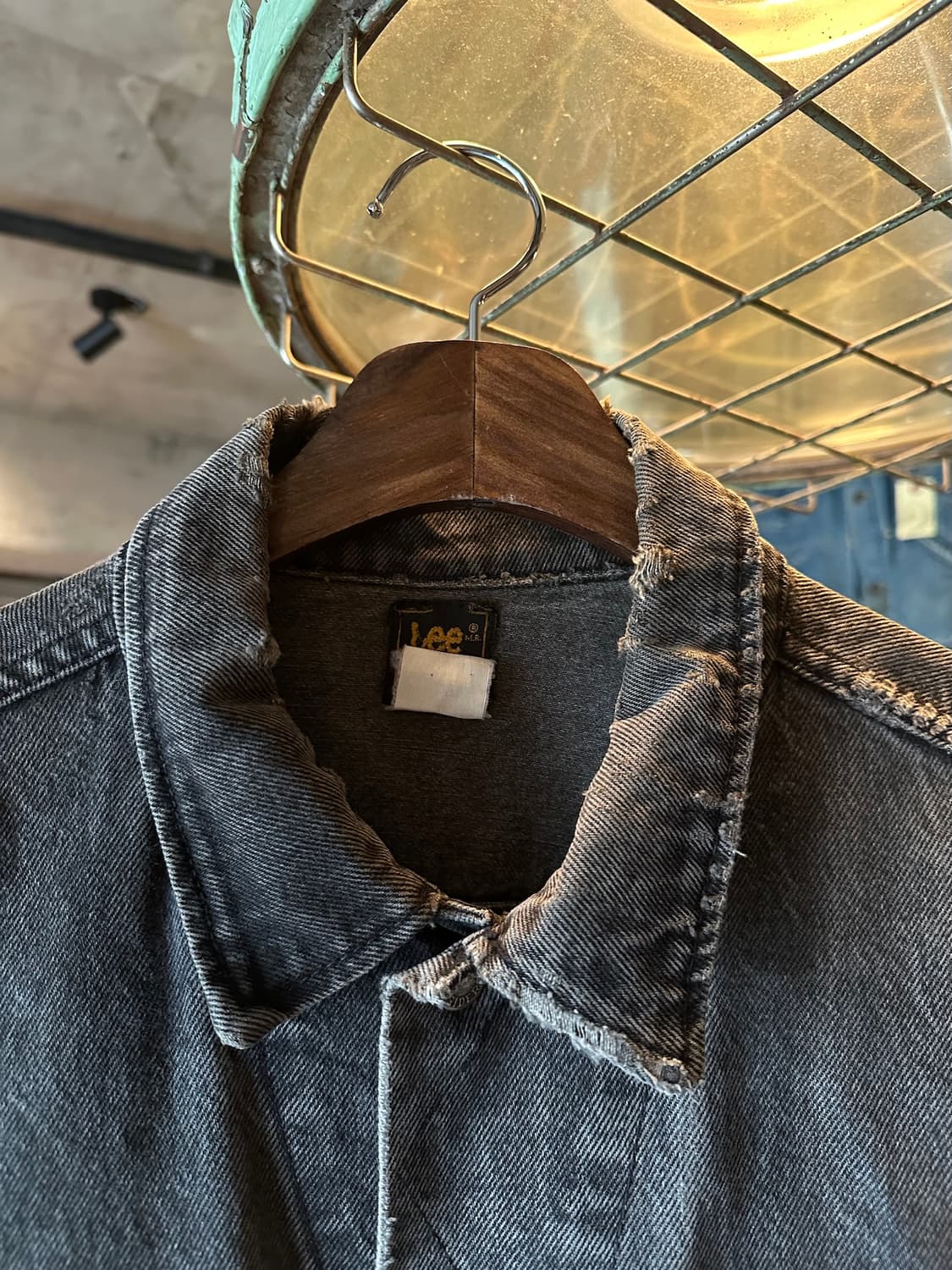 90s USA 빈티지 LEE 리 블랙 데님 트러커 자켓 하드락 카페 상품이미지5