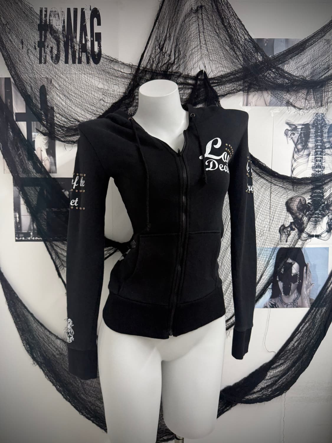 Cross stud printing hood zip up 상품이미지9