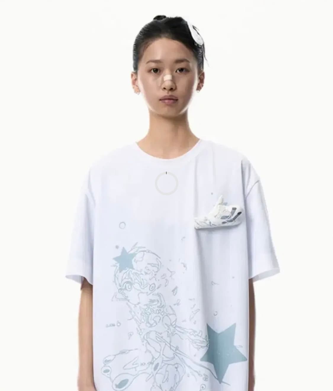 오호스 x NOITOW 반팔 티셔츠 화이트 상품이미지1