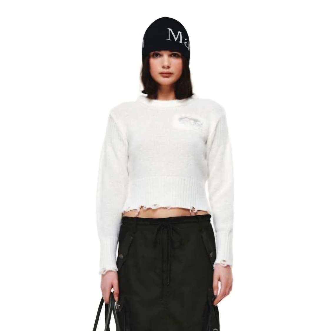 마뗑킴 데미지 솔리드 니트 풀오버 아이보리 마리떼 상품이미지2