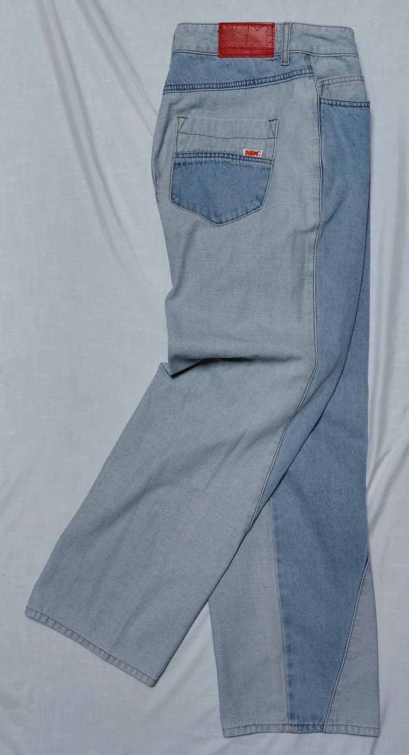 [S] 스컬프터 배색 와이드 데님 팬츠 (라이트 블루) 상품이미지9