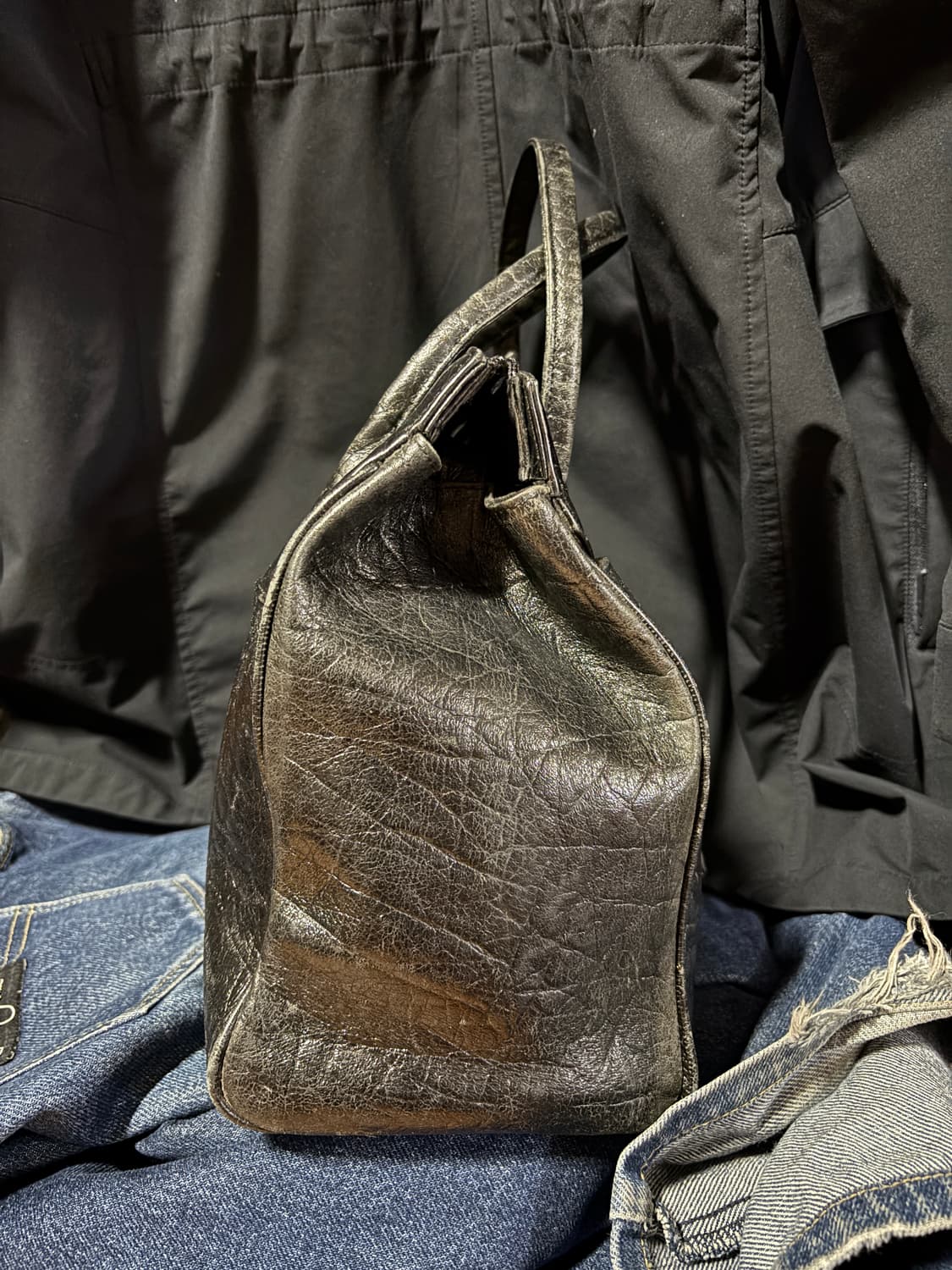 vintage locker leather dote bag 40cm 상품이미지4