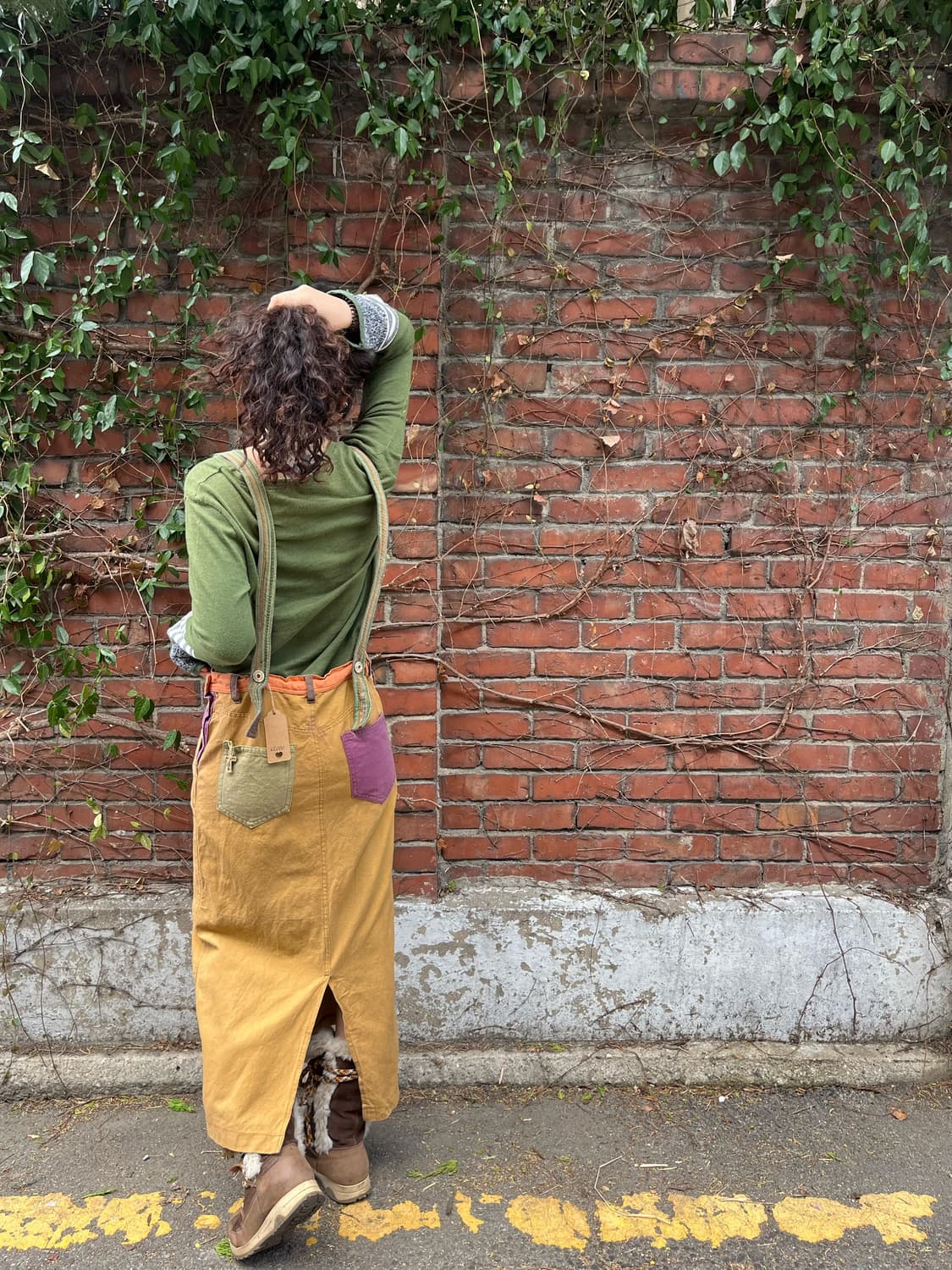 일본무드 패치 멜빵 원피스 상품이미지4