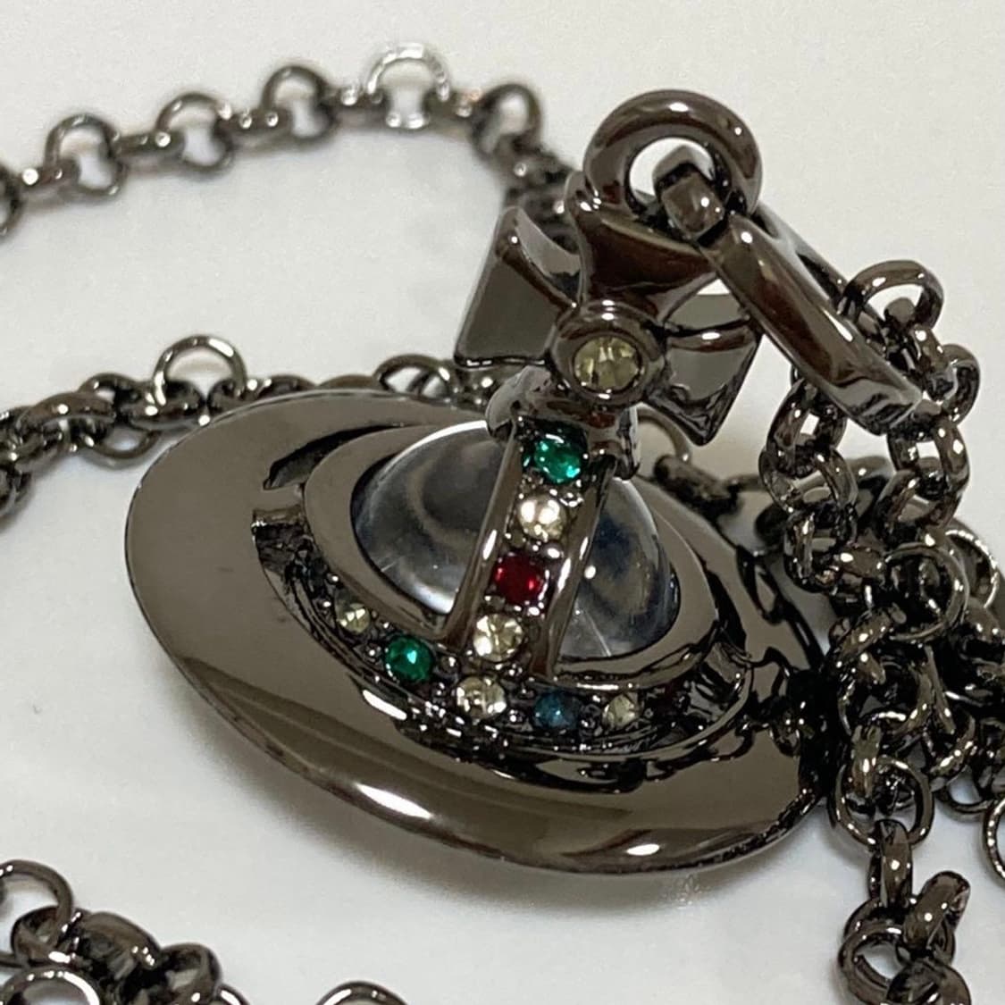 비비안 웨스트우드 실버 크리스탈 3d orb펜던트 체인 목걸이(새상품) 상품이미지2