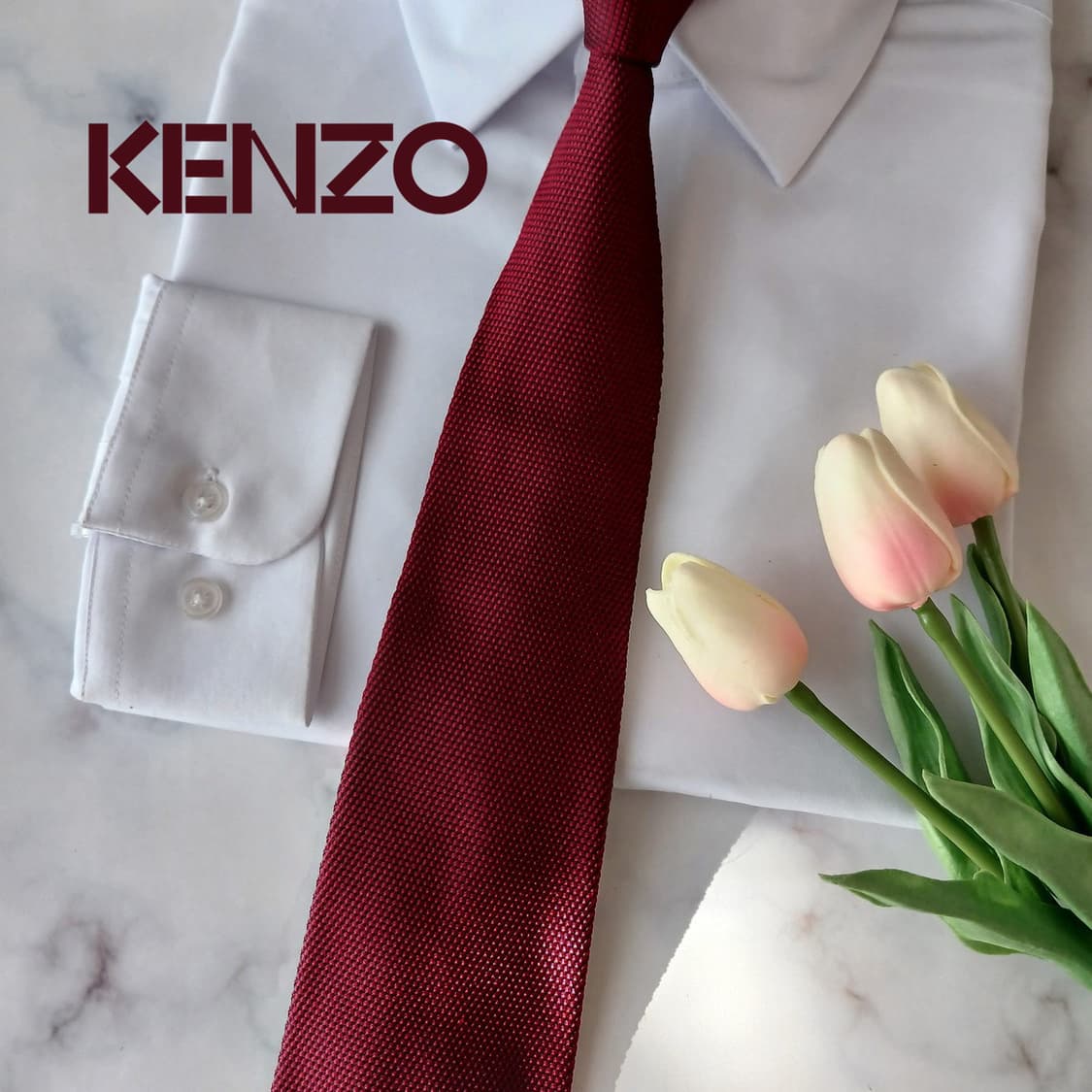 겐조 실크 와인톤레드 텍스처 넥타이 8.6cm A+등급 A19216
 상품이미지1