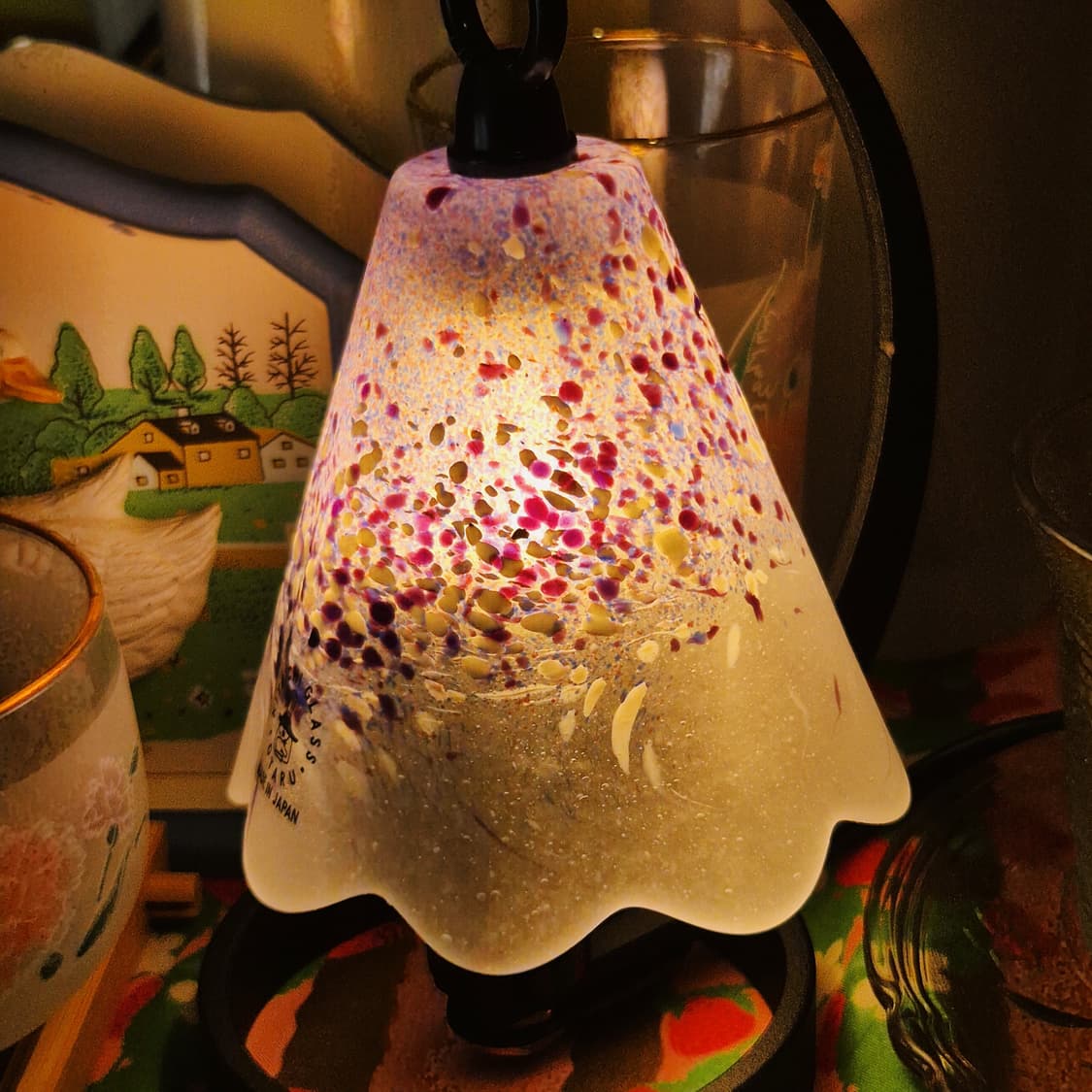 90s 오타루 불투명 마블 글라스 호롱 램프 상품이미지5
