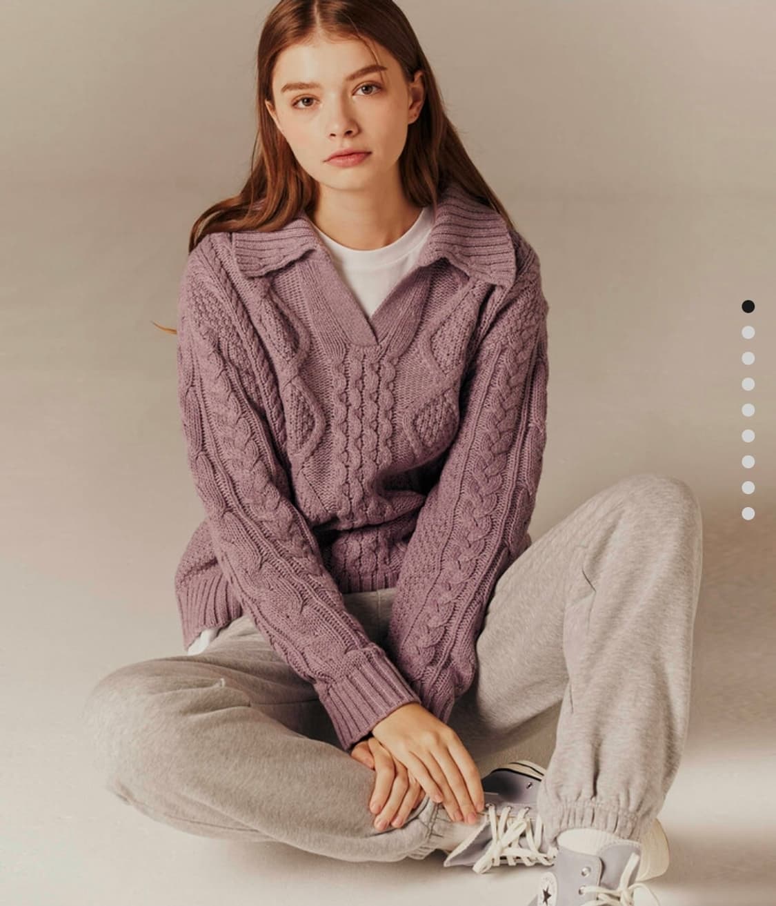 지오다노 니트 더스티퍼플 S 상품이미지1