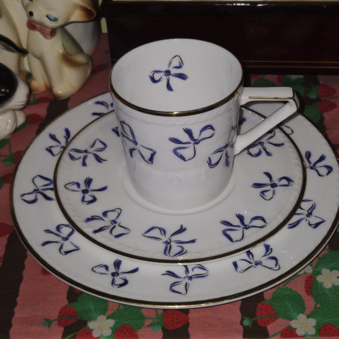 90s 입생로랑 블루 리본 찻잔&접시 1세트 상품이미지9