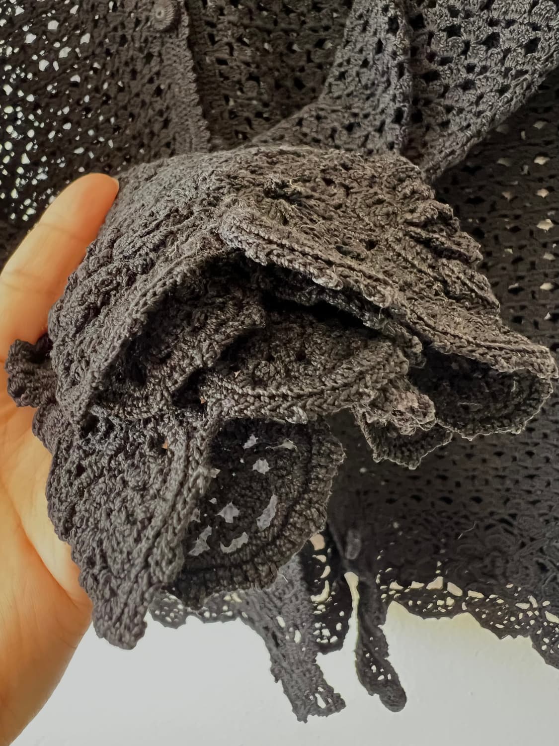 일본수입 L'est Rose 여성 블랙 크로셰 니트가디건 상품이미지4