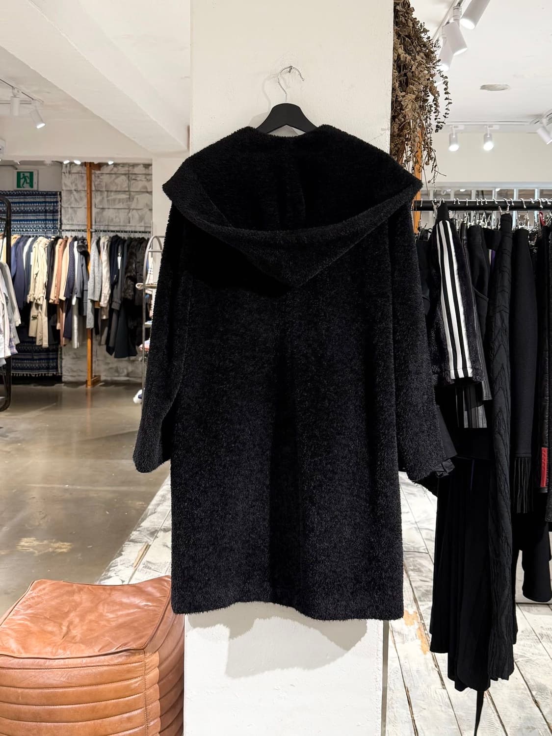 막스마라 블랙 라나버진울 알파카 블렌드 후디 코트 상품이미지4