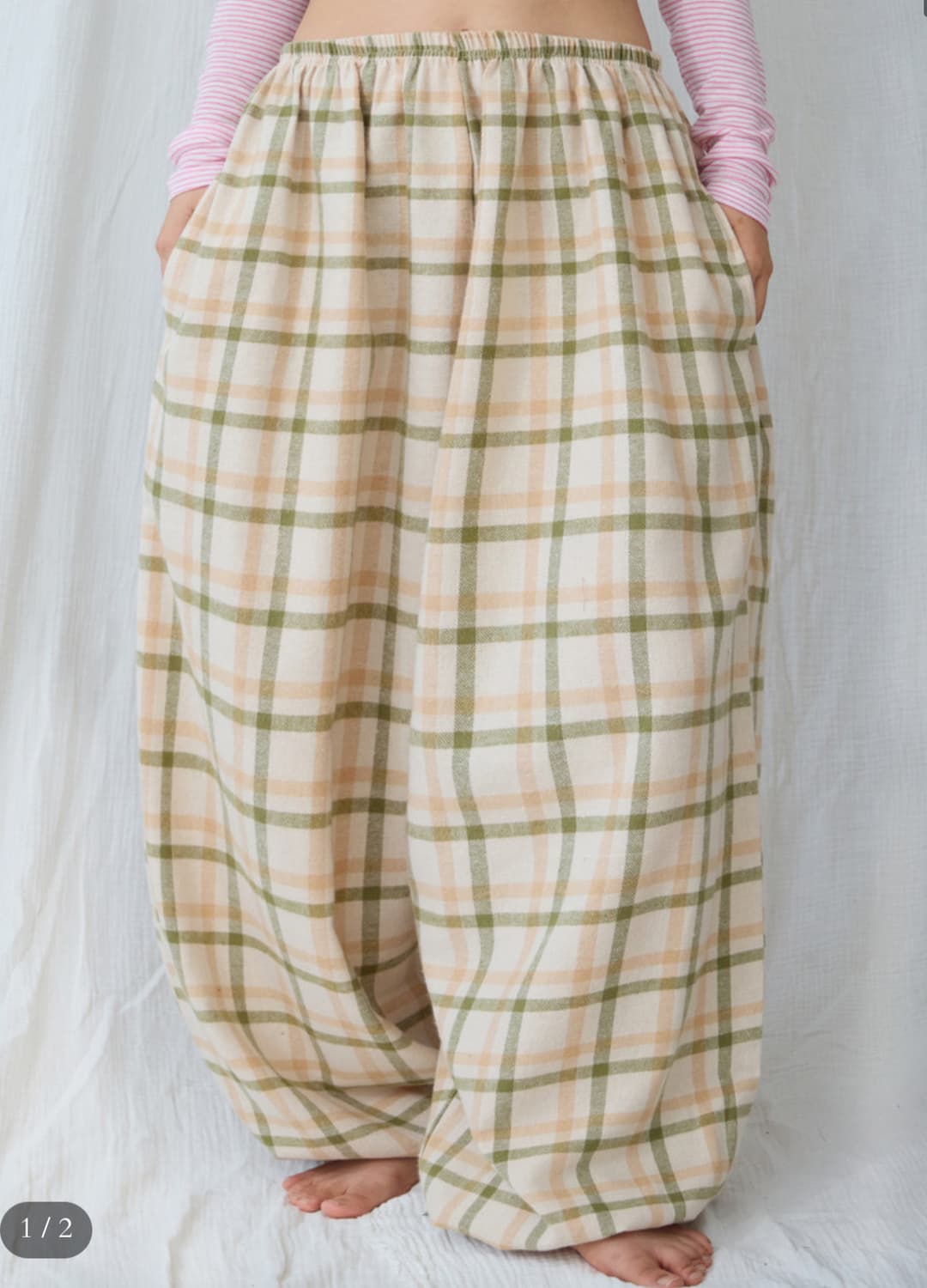 맑음복 담요바지 연두 ,갈색 담요바지 상품이미지2