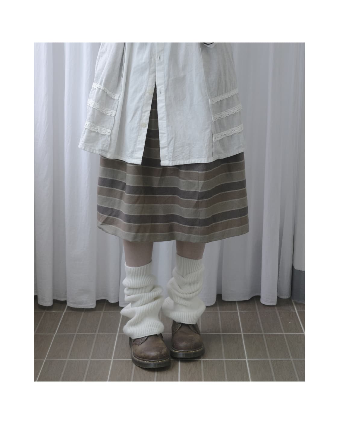 Brown striped skrit 상품이미지3