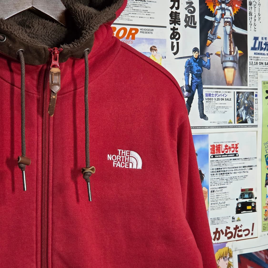 노스페이스 스웨이드 패치 레드 브라운 후드집업 상품이미지4