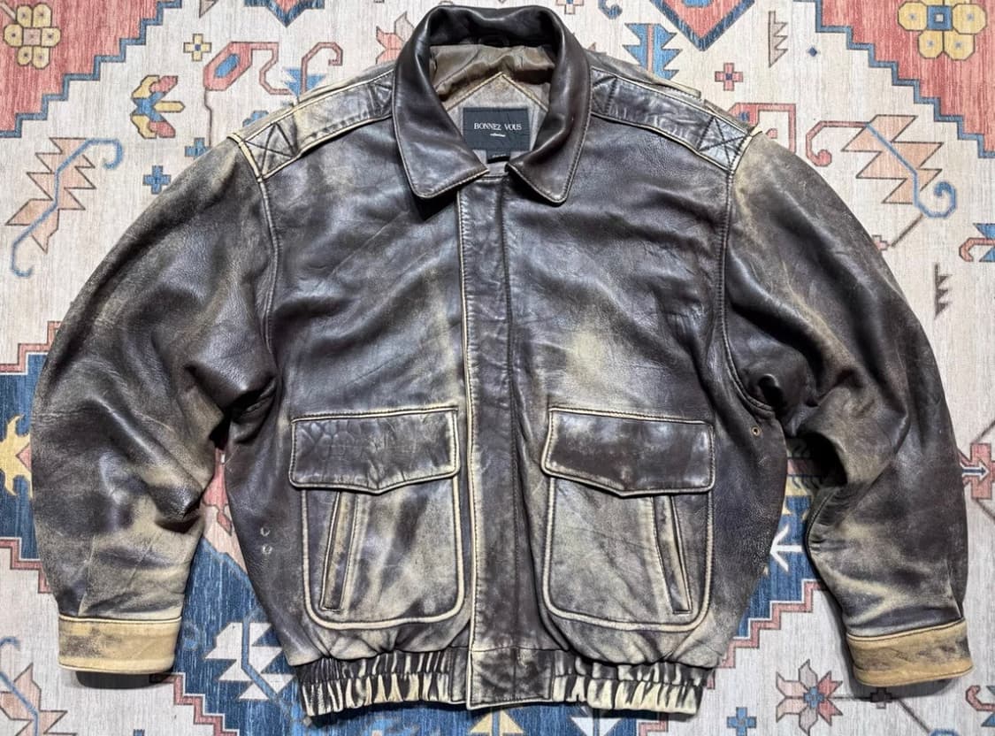 90s Vintage BONNEZ VOUS 리얼 램스킨 G-1 플라이트  상품이미지1