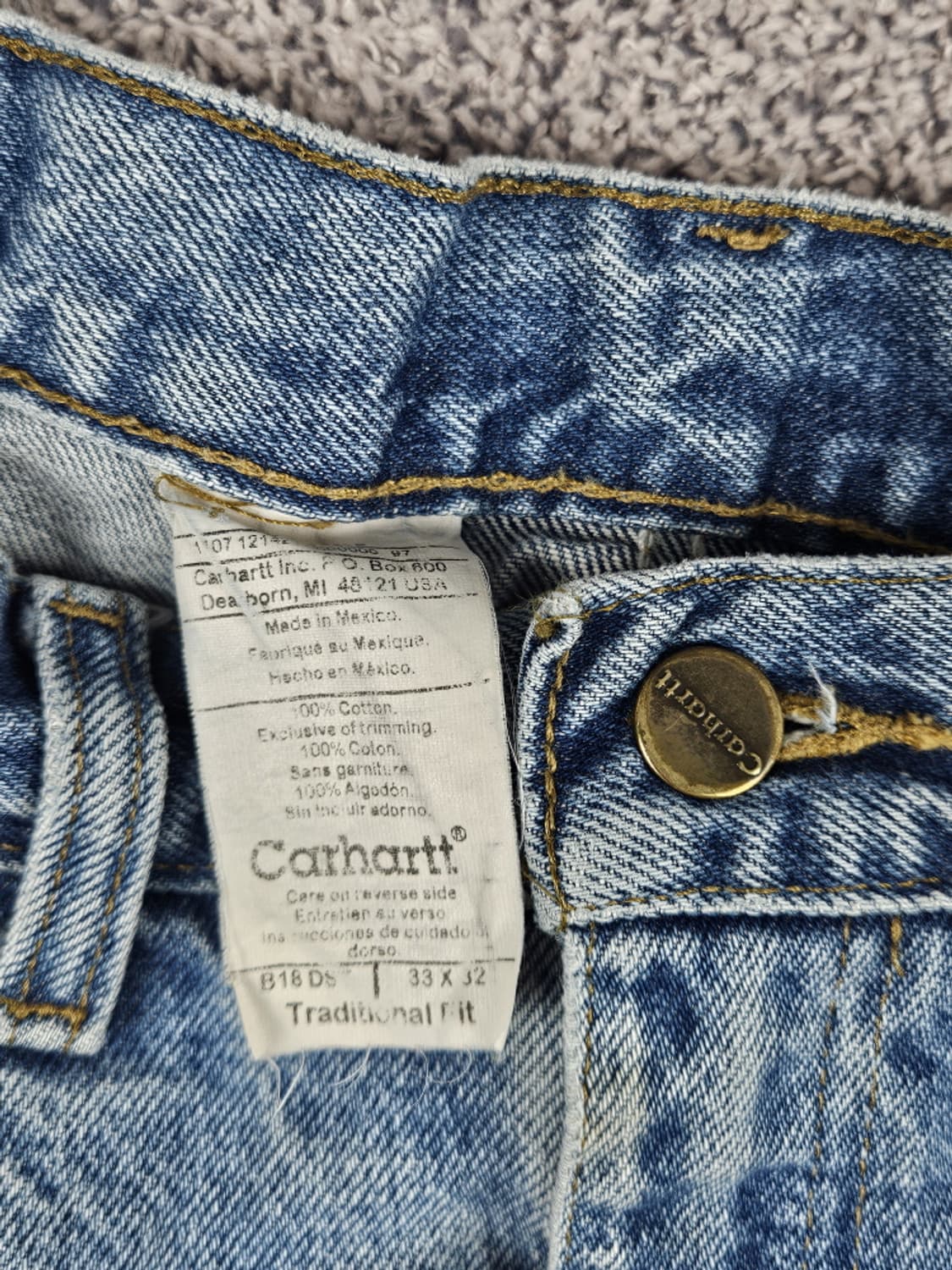 칼하트 데님 워크 팬츠 ( 33 X 32 ) / 10060 상품이미지7