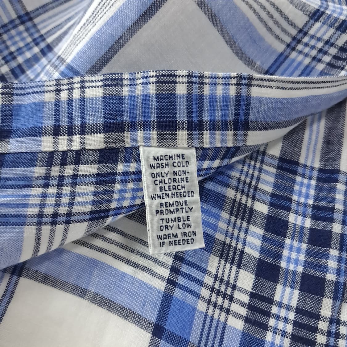 CK983 2XL 폴로 린넨 블루 마드라스 반팔 셔츠 남방 상품이미지6