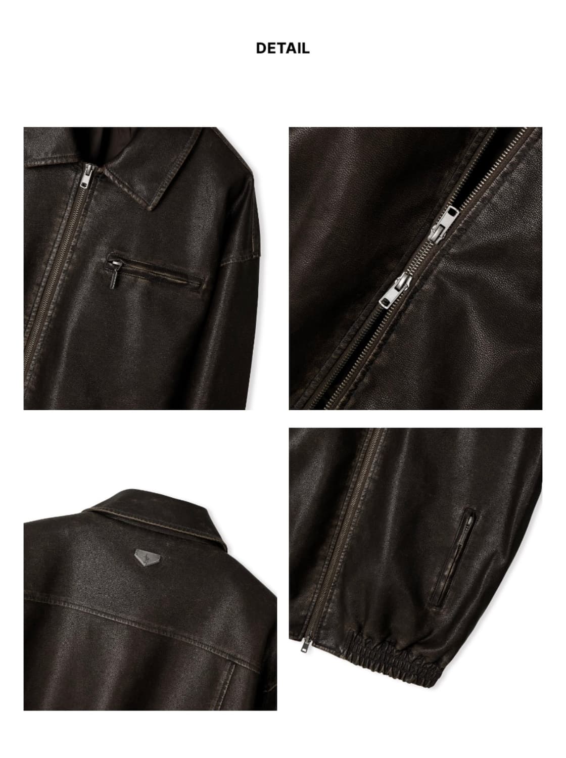 레더리 (Leathery) 워시드 레더 오버핏 블루종 자켓 [WASHED 상품이미지6