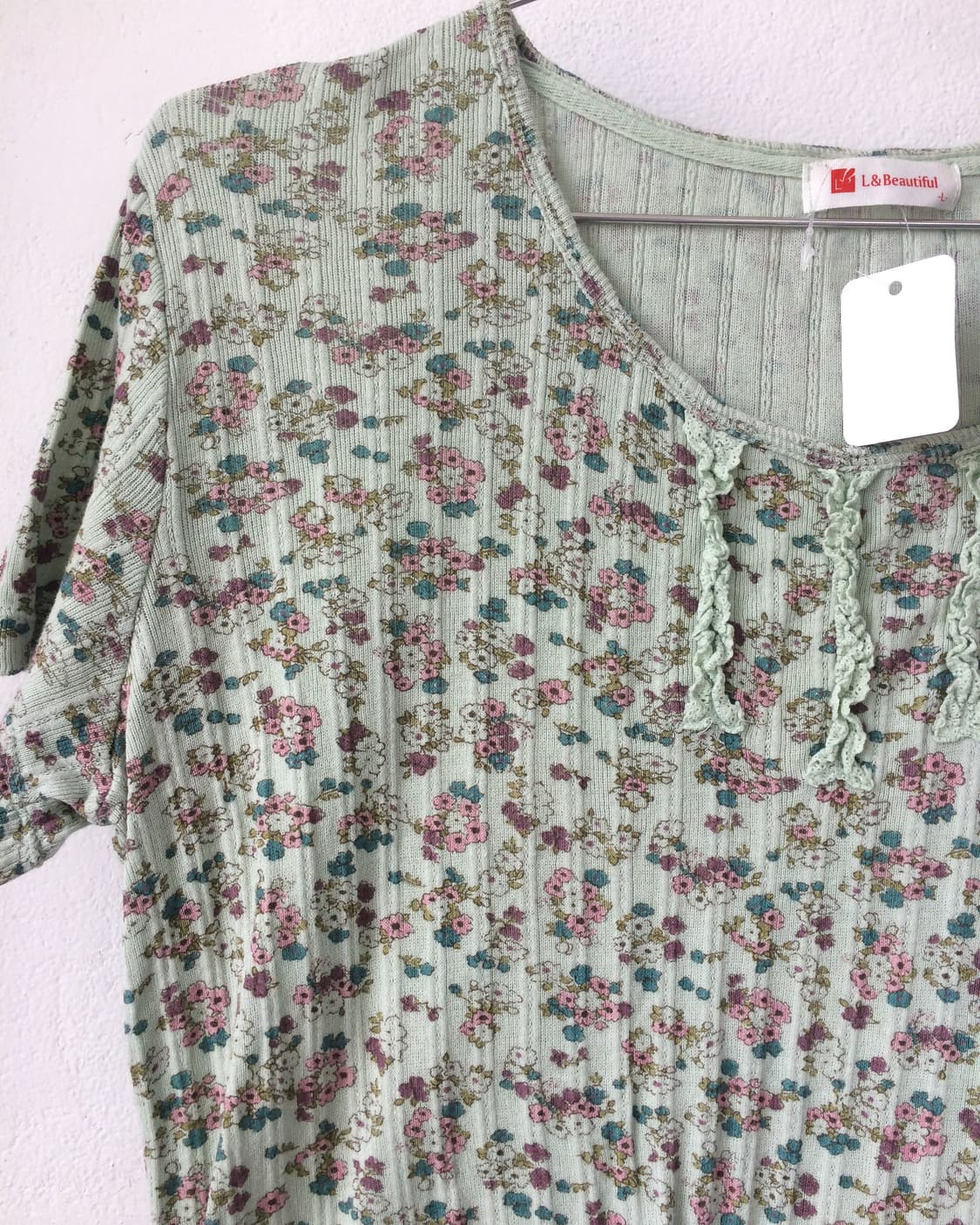 Flower pattern ribbed t shirt 상품이미지4