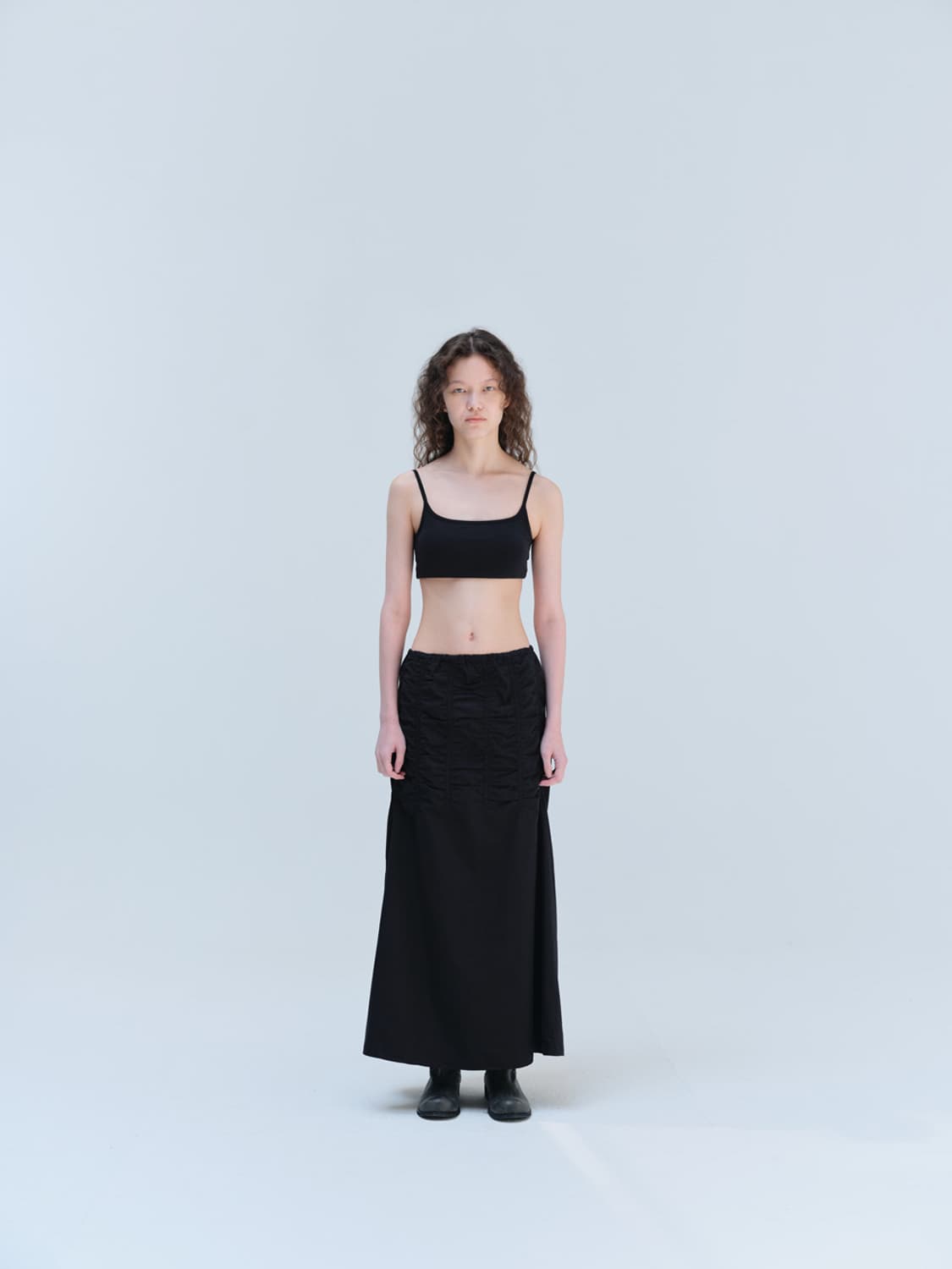 Repos COTTON GATHERING SKIRTS Black 상품이미지1