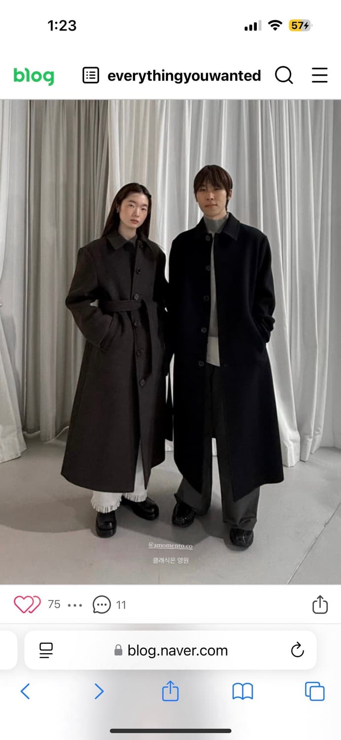 아모멘토 amomento 싱글 카라 롱코트 24fw 상품이미지6