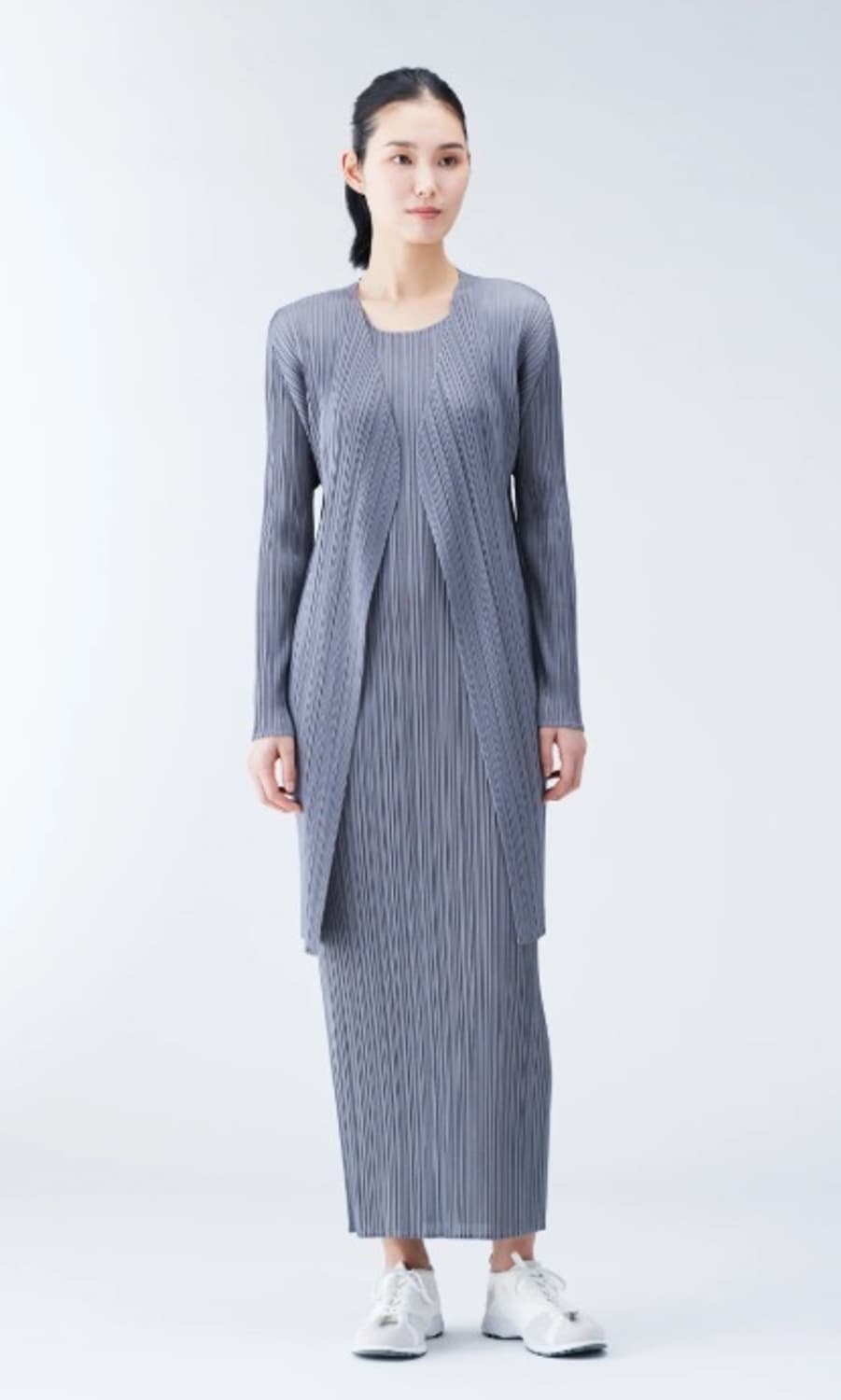 플리츠플리즈 베이직 미디가디건 그레이 상품이미지1