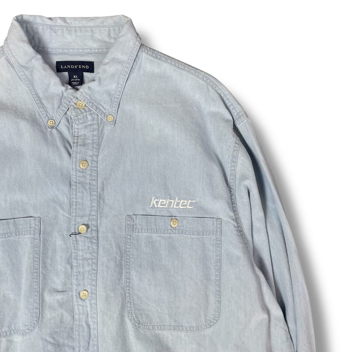 랜즈엔드 KENTEC 투포켓 연청색 옥스퍼드 셔츠 XL 상품이미지3