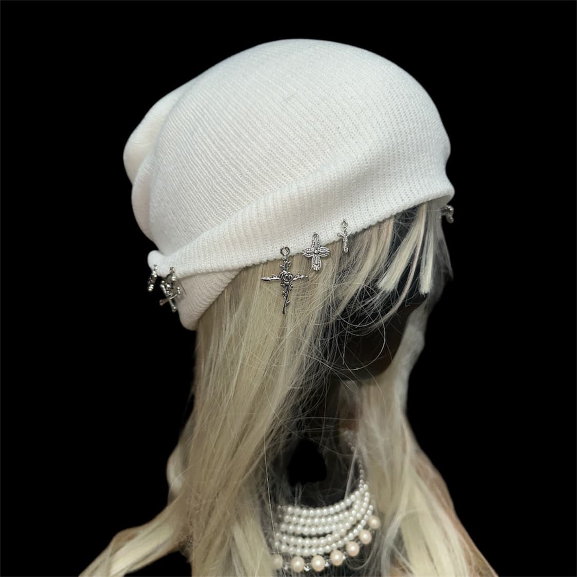 십자가 팬던트 핀턱 커스텀 숏 비니 상품이미지2