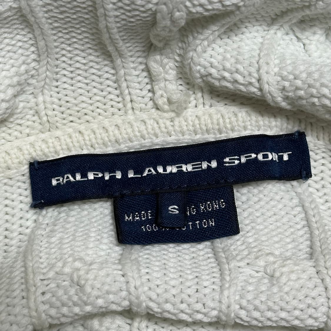 S 폴로 스포츠 여성용 화이트 케이블 후드 니트집업  상품이미지4