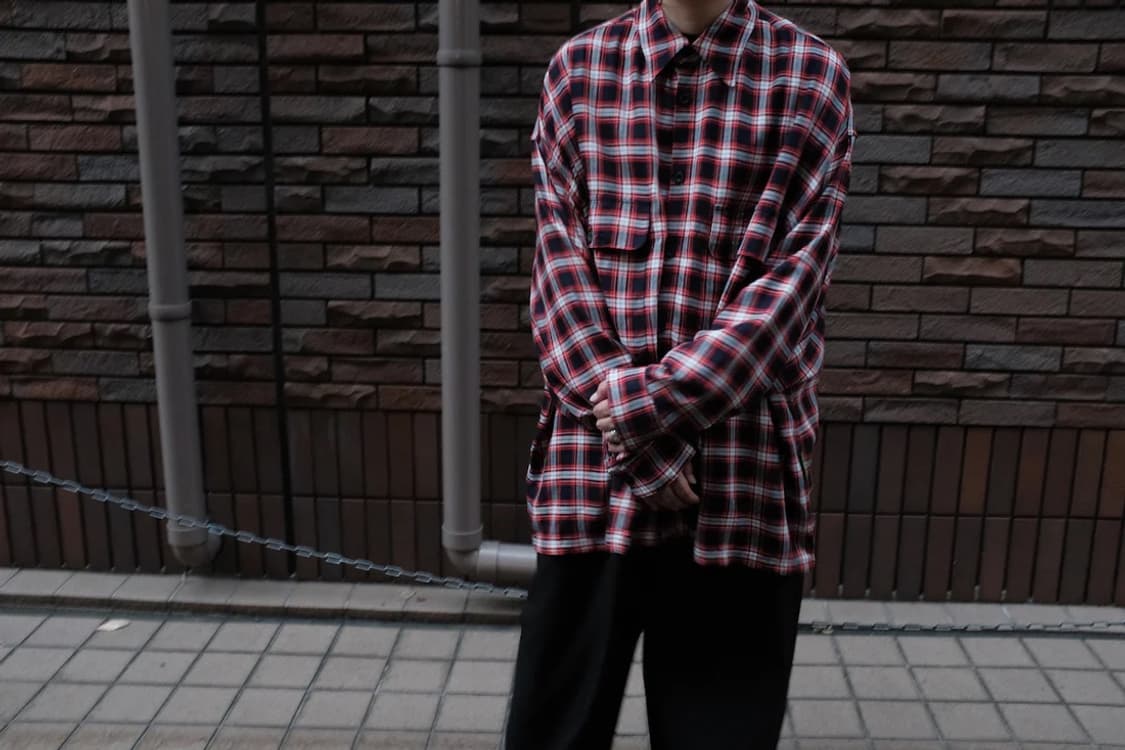 윌리 차바리아 레드 플란넬 체크셔츠 상품이미지2