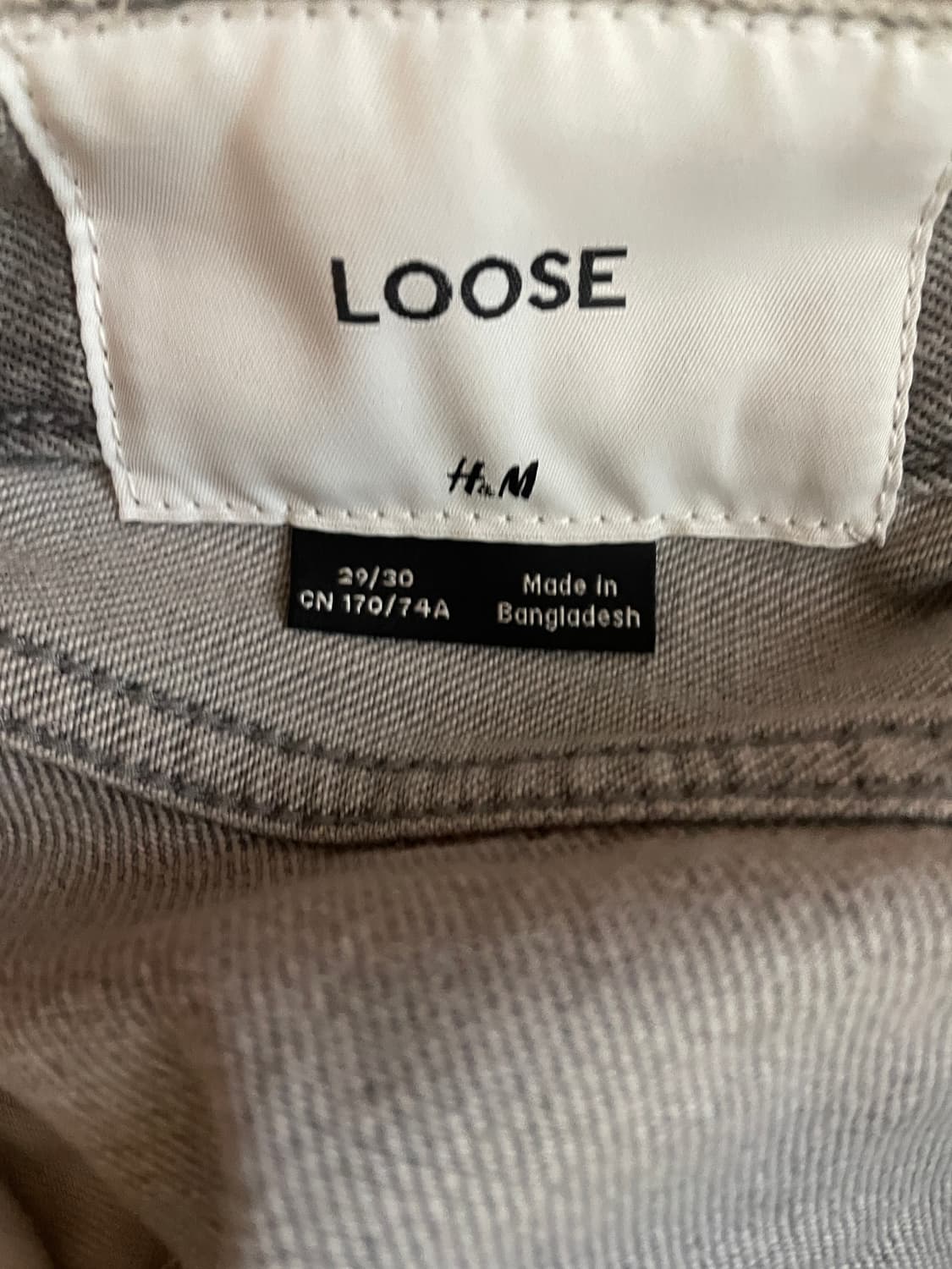 흐앤므 h&m 루즈핏 데님 그레이 29/30 상품이미지3