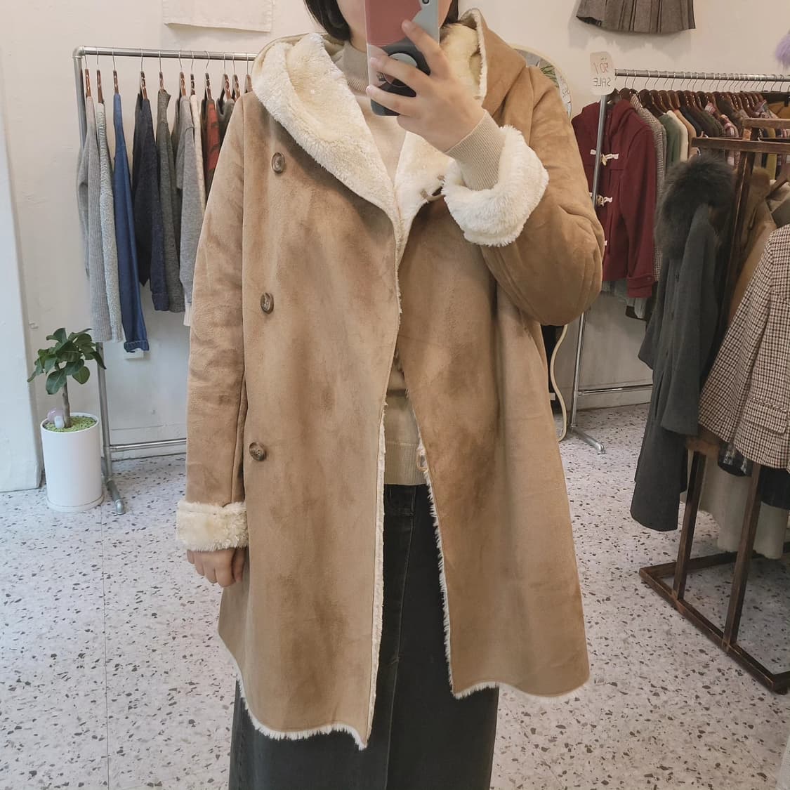 Seuseed 에코퍼 베이지 무스탕 상품이미지2