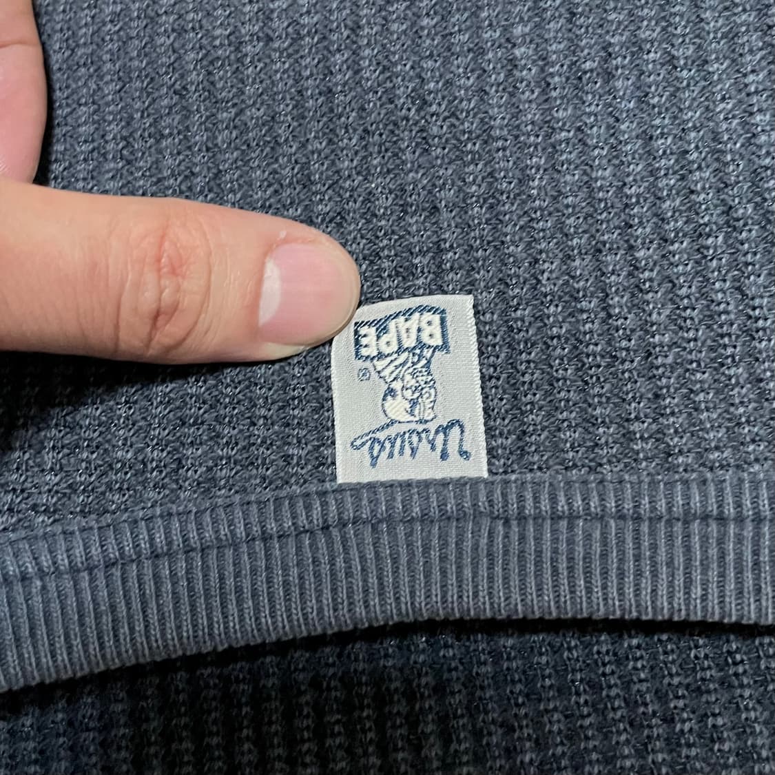 베이프 와플 써멀 긴팔티 네이비 상품이미지3