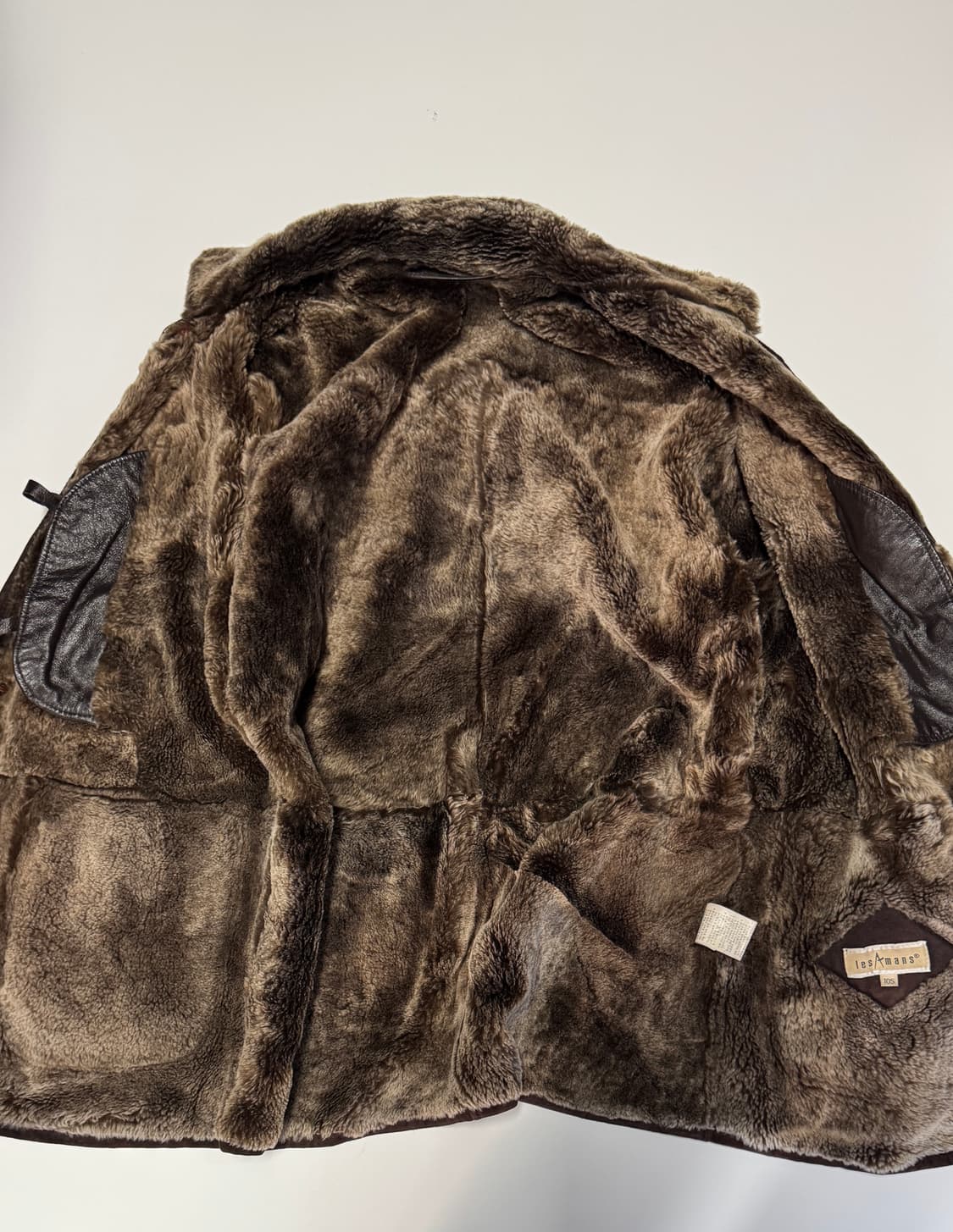 빈티지 리얼 양가죽 스웨이드 양털 내피 무스탕 자켓 XL 코코아 상품이미지3