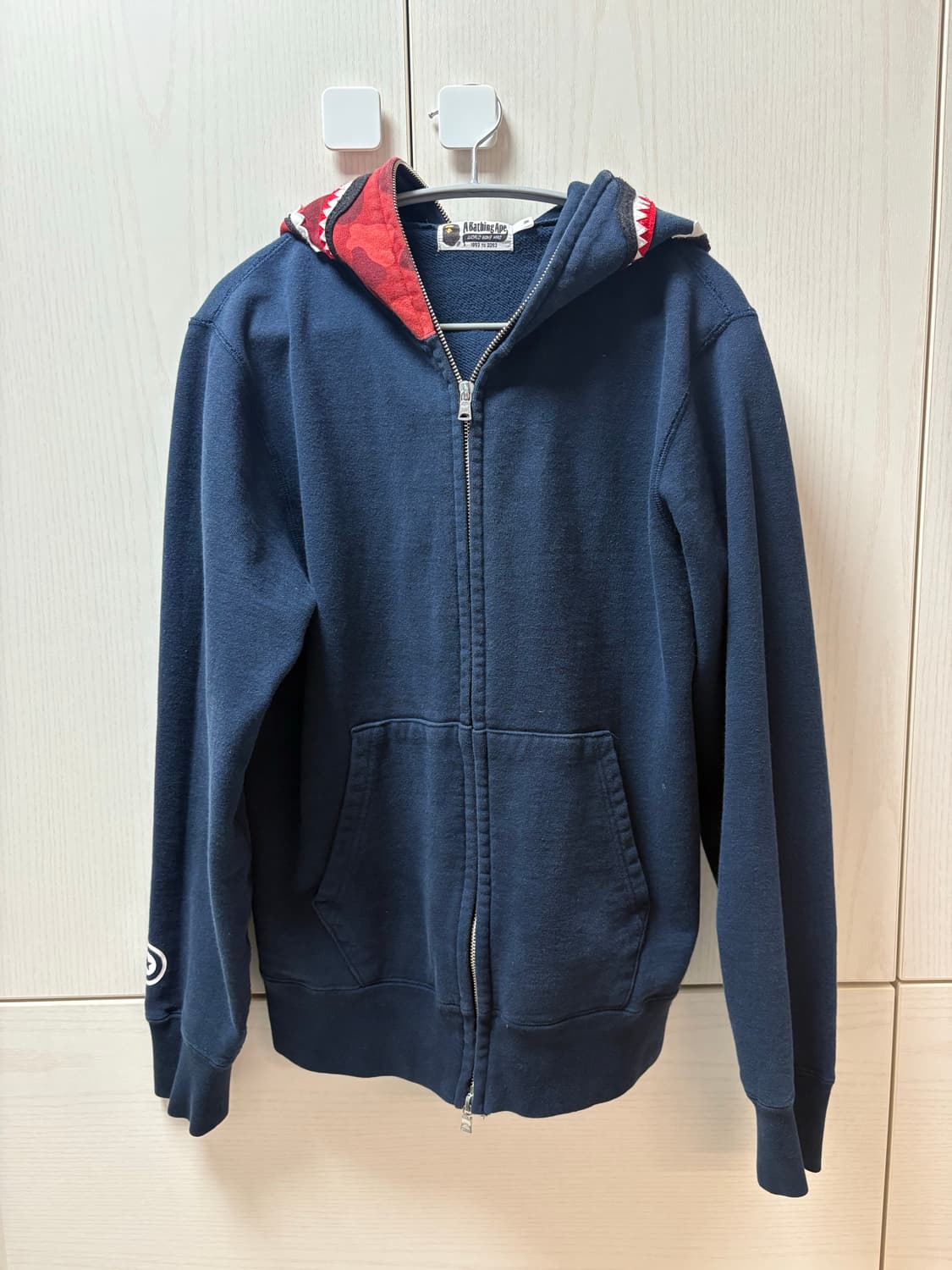 베이프 네이비 x 레드 카모 샤크 후드집업 M 상품이미지2