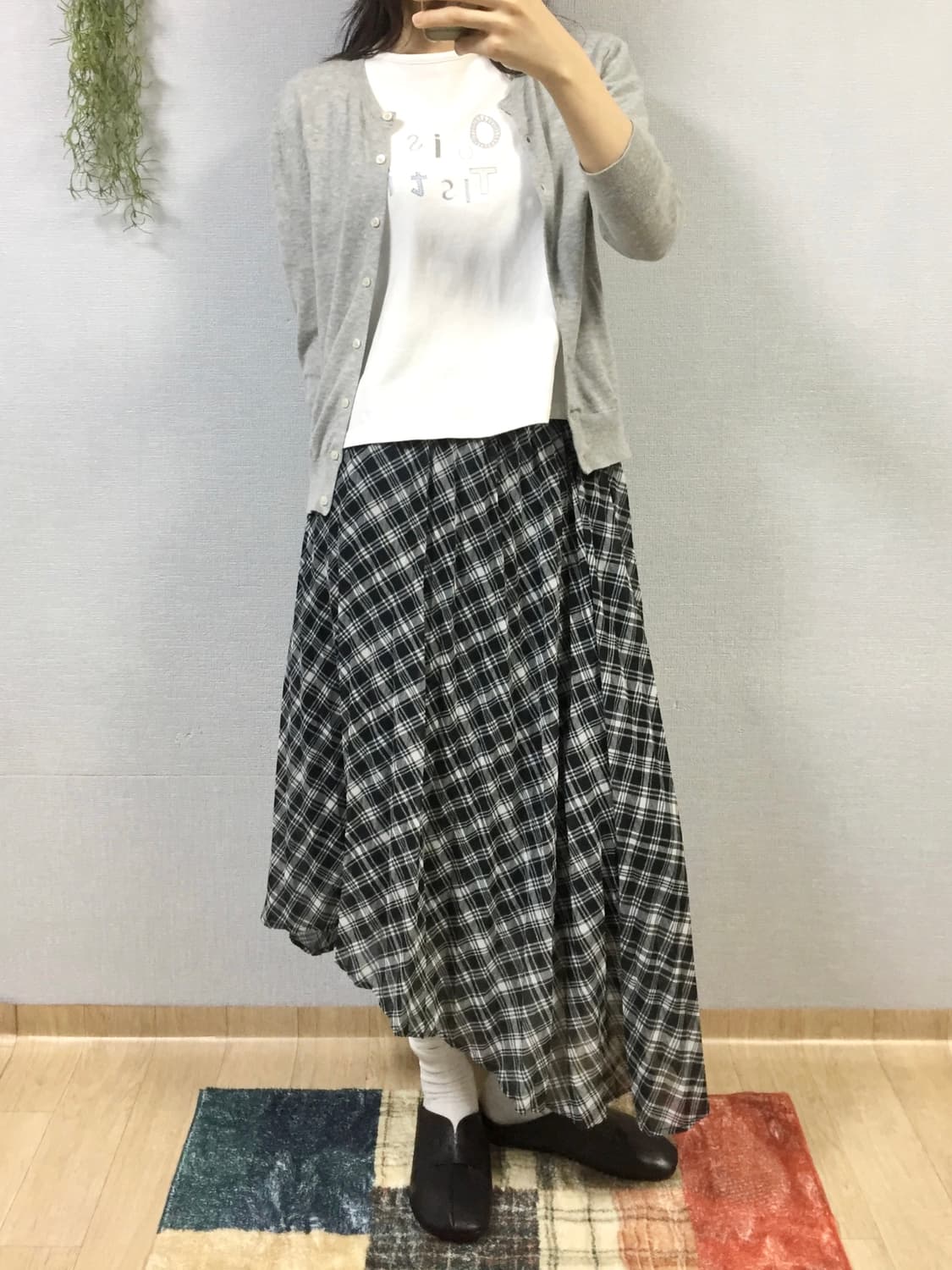 GU unbalance check skirt  상품이미지1