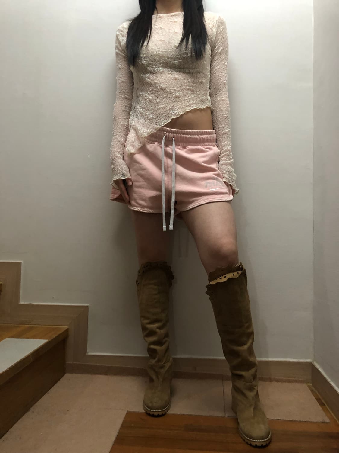 빈티지 나이키 핑크 워싱 코튼 쇼츠 상품이미지5