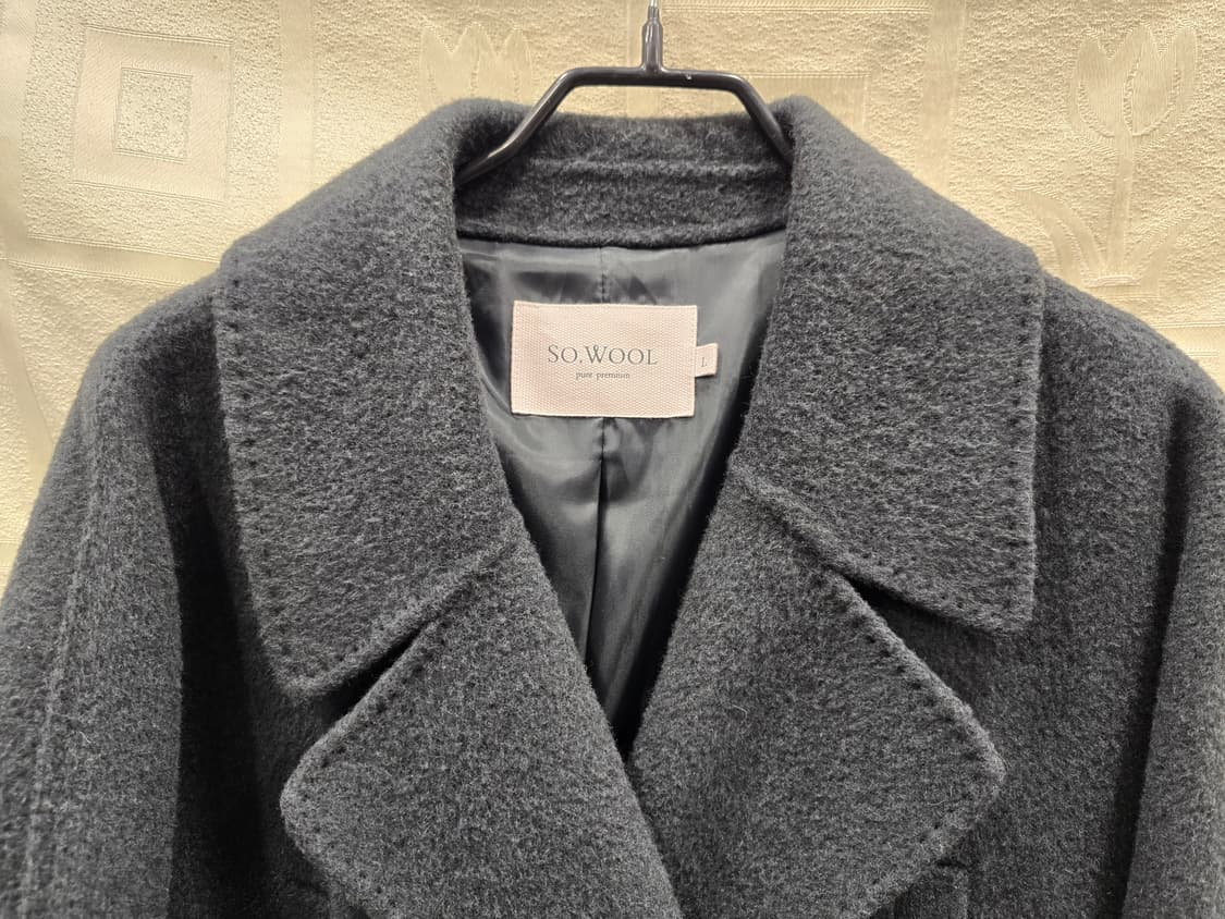 거의새거) 소울 SO.WOOL 핸드메이드 더블 버튼 양모 롱 코트 L(1 상품이미지2