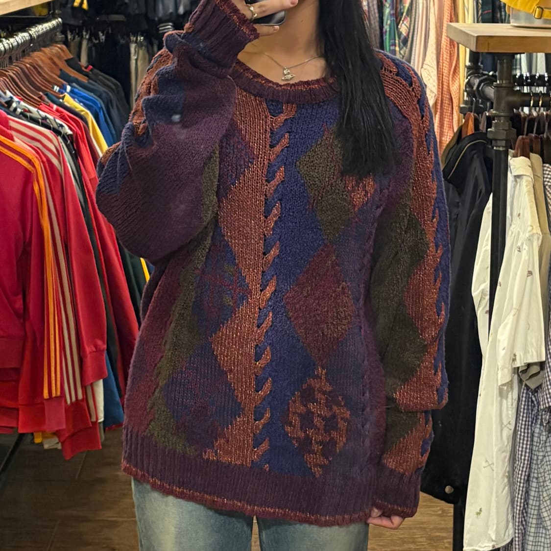 [HI] VTG 아가일 니트 스웨터 상품이미지2