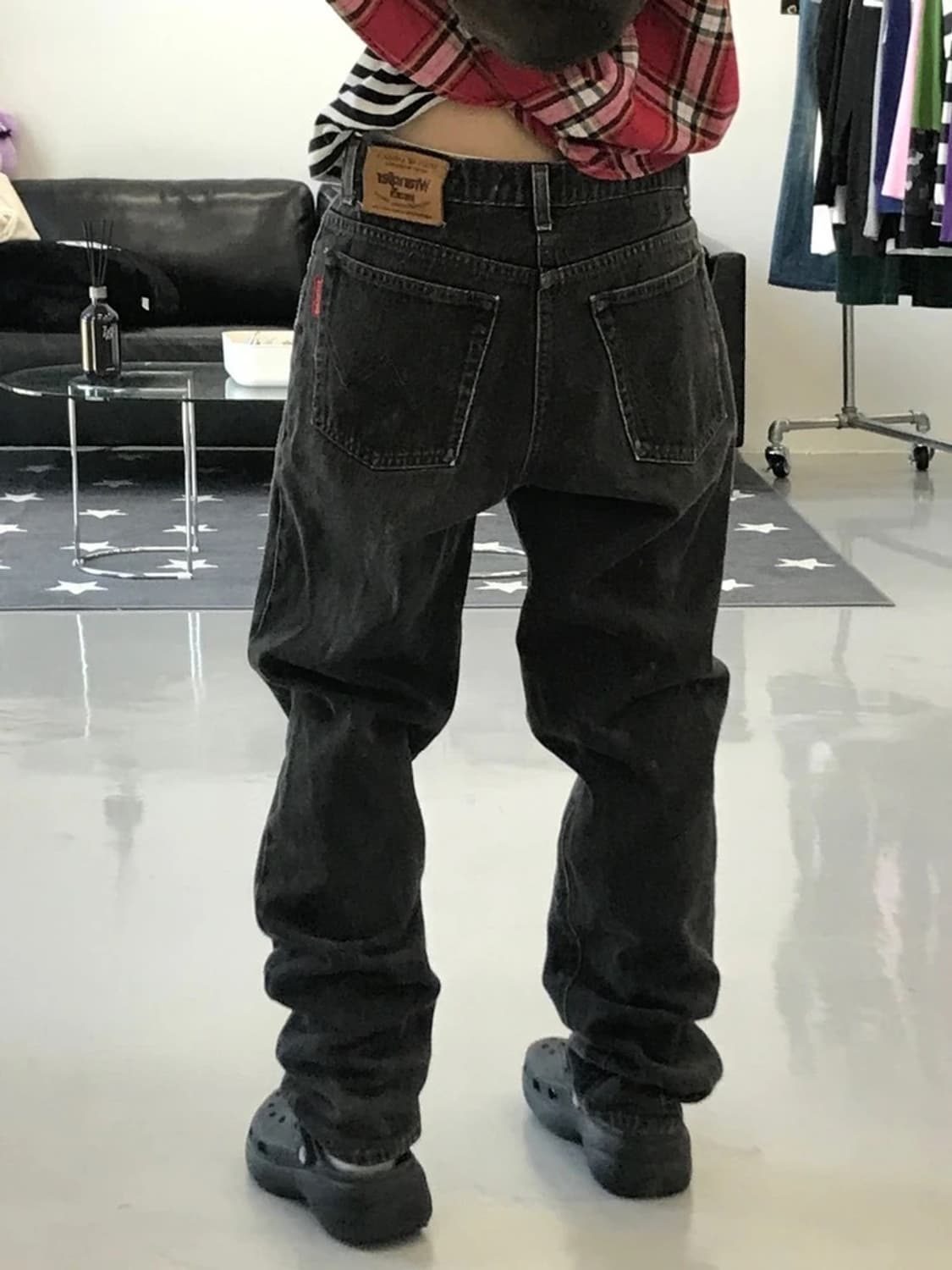 랭귤러 흑청 데님 팬츠 상품이미지1