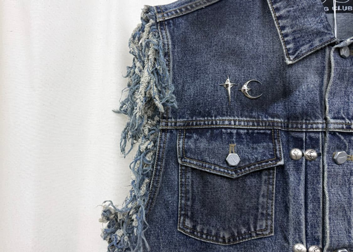 떠그클럽 25FW 엔젤스 데님 베스트 블루 새상품 상품이미지3