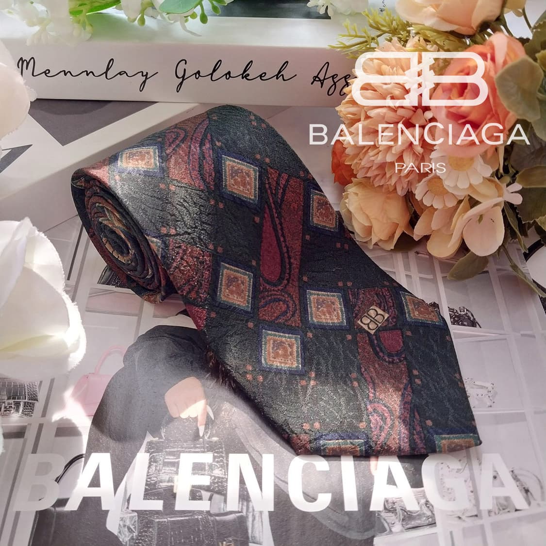 발렌시아가 실크 아트 패턴 넥타이 8.6cm A+등급 KK268
 상품이미지1