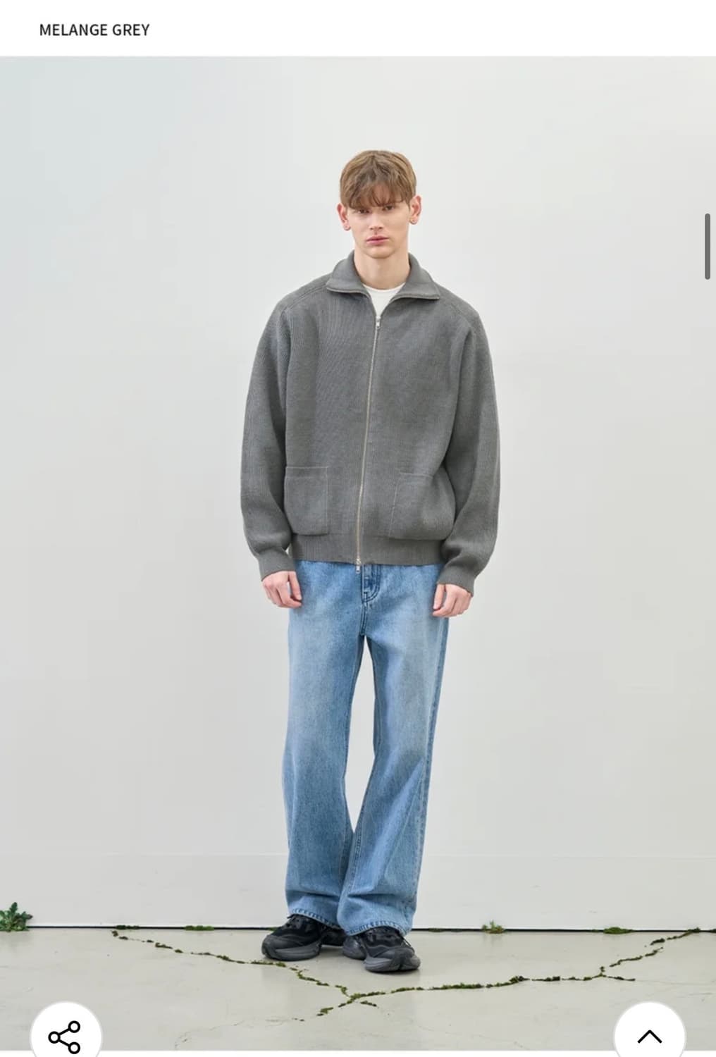 (L) 드로우핏 오버사이즈 PBT 투웨이 풀집업 니트 [GREY] 판매 상품이미지5