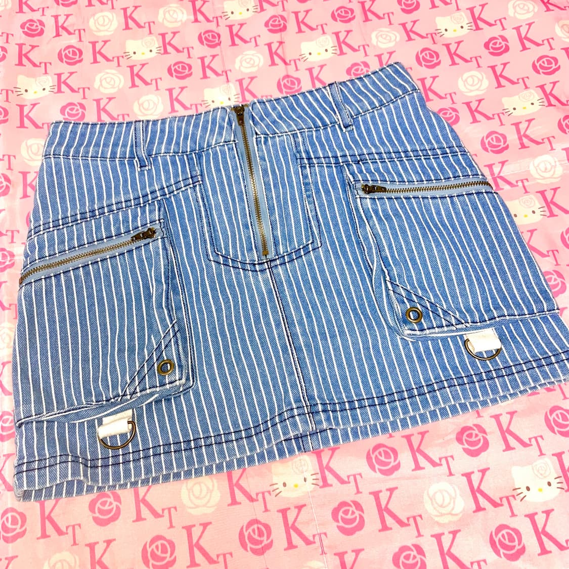 빈티지 스트라이프 숏 스커트 미니 데님  상품이미지1